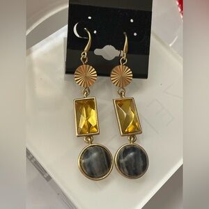 Monet Gold Toned Chandelier Drop Vintage Long Earrings